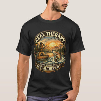 Camiseta Desenho de Insígnia de Pesca Antiga