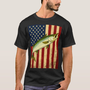 Camiseta Desenho de Insígnia de Pesca Mahi Mahi Bandeira Am