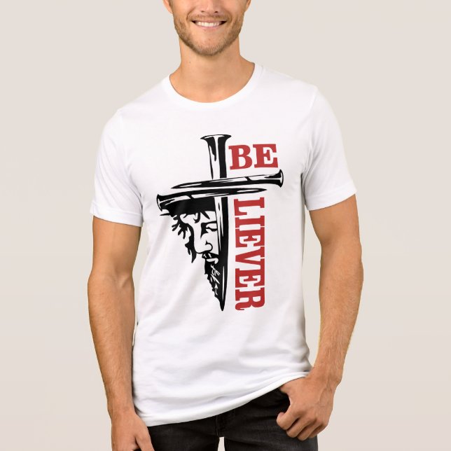 Camiseta Desenho de Jesus Cruz Prego – Cristão Poderoso (Frente)
