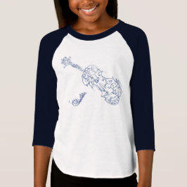 Camiseta Desenho de Linha Azul Violino com Inicial