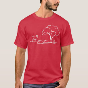 Camiseta Desenho de Linha de Ovelha - vintage