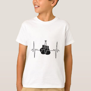 Camiseta Desenho de Linha de Pulsação Cardíaca de Boxe