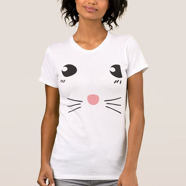 Camiseta Desenho de linha de rosto de gato (Frente)