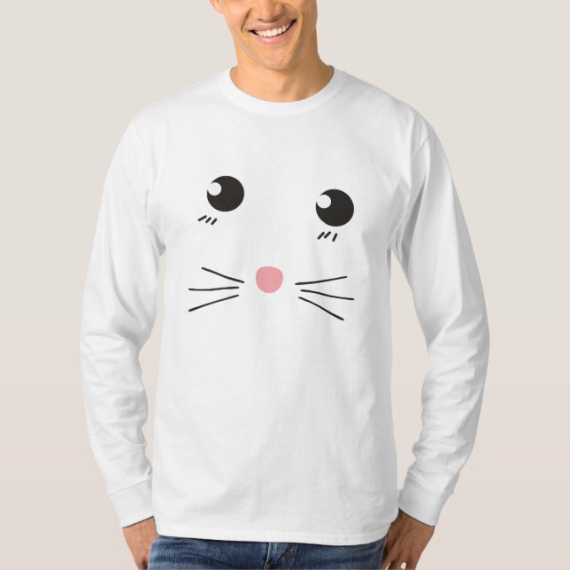 Camiseta Desenho de linha de rosto de gato (Frente)