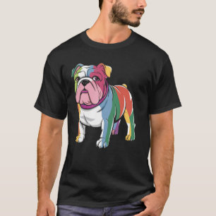 Camiseta Desenho de Linha Minimalista do Bulldog