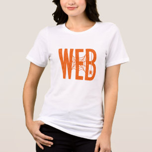 Camiseta Desenho de Linocut do Aranha da Teia de Halloween