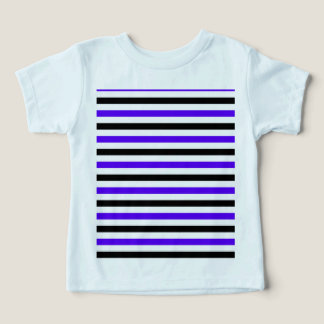 Camiseta Desenho de listras azuis pretas e brancas
