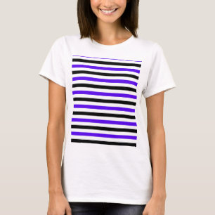 Camiseta Desenho de listras azuis pretas e brancas