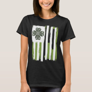 Camiseta Desenho de Listras de Trevo de Quatro Folhas Nó Ce