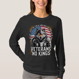 Camiseta Desenho de Lobo Veteranos Não Reis para Militares