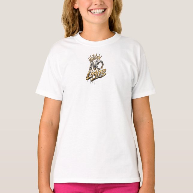 Camiseta Desenho de Luxo Coroa Dourada Sem Limites (Frente)