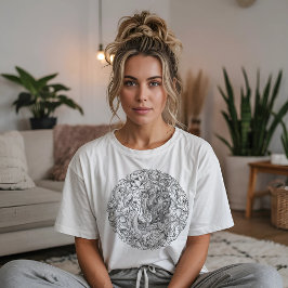 Camiseta Desenho de Mandala com Pavão