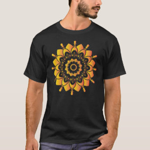 Camiseta Desenho de Mandala Única Dourada