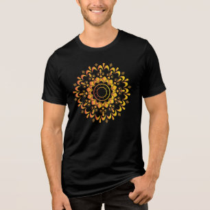 Camiseta Desenho de Mandala Única Dourada-95747