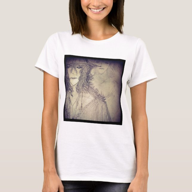 Camiseta desenho de manga de anime de potência de bruxas ia (Frente)