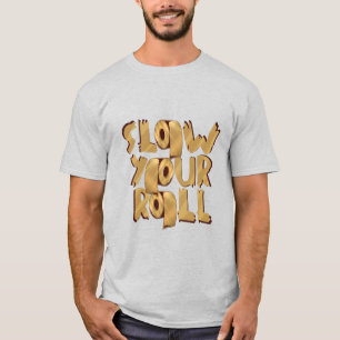 Camiseta Desenho de Meme de Papel Higiênico Dourado Slow Yo