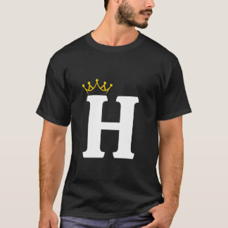 Camiseta Desenho de Monograma com Letra H Coronada
