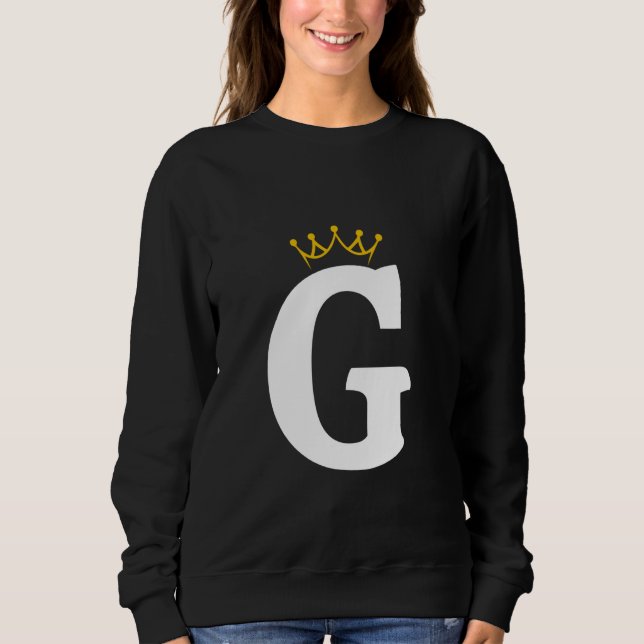 Camiseta Desenho de Monograma da Letra G Coronada (Frente)
