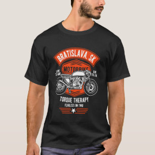 Camiseta Desenho de Motocicleta Retro Bratislava SK