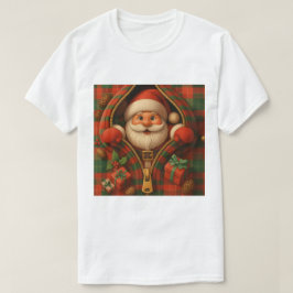 Camiseta Desenho de Natal do Papai Noel Xadrez