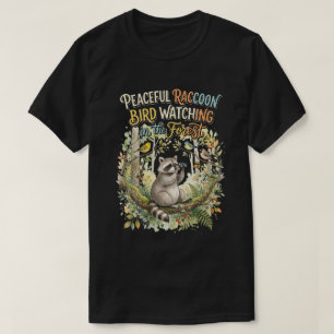 Camiseta Desenho de Natureza de Guaxinim Observador de Páss