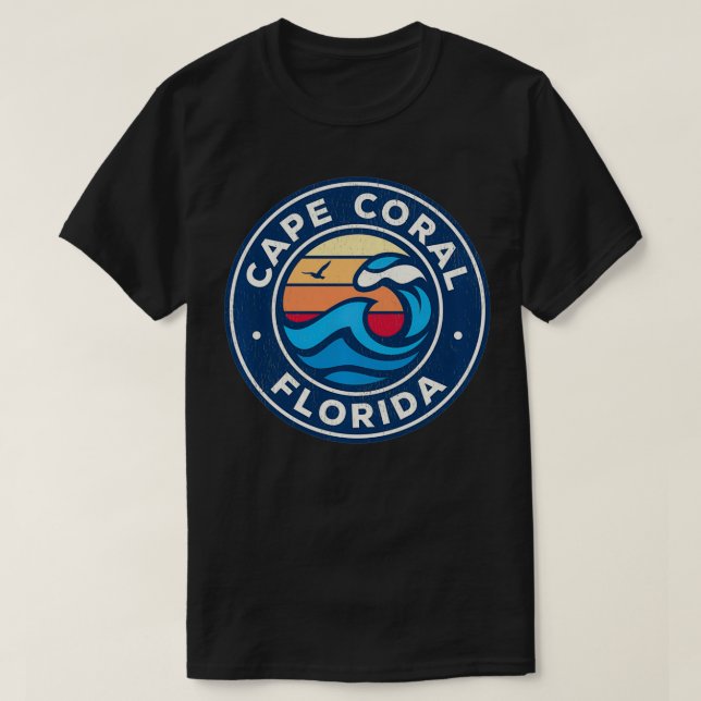 Camiseta Desenho de Ondas Náuticas do Cabo Coral Florida FL (Frente do Design)