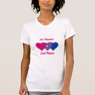 Camiseta Desenho de orgulho bissexual com corações/um casal