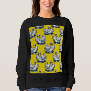 Camiseta Desenho de padrão de aves cisnes em amarelo