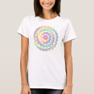 Camiseta Desenho de Padrão de Mandala Arco-íris