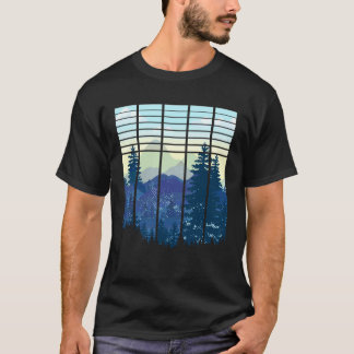 Camiseta Desenho de Paisagem, Montanha, Natureza, Árvores e