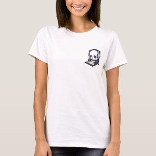 Camiseta Desenho de Panda de Desenho Animado Fofo no Tablet