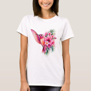 Camiseta Desenho de pássaro aquarela PNG de beija-flor Fran