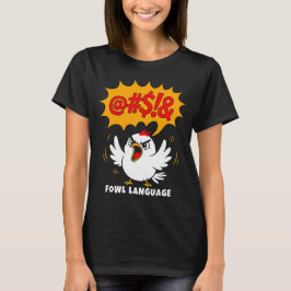 Camiseta Desenho de Pássaro com Linguagem Imprópria