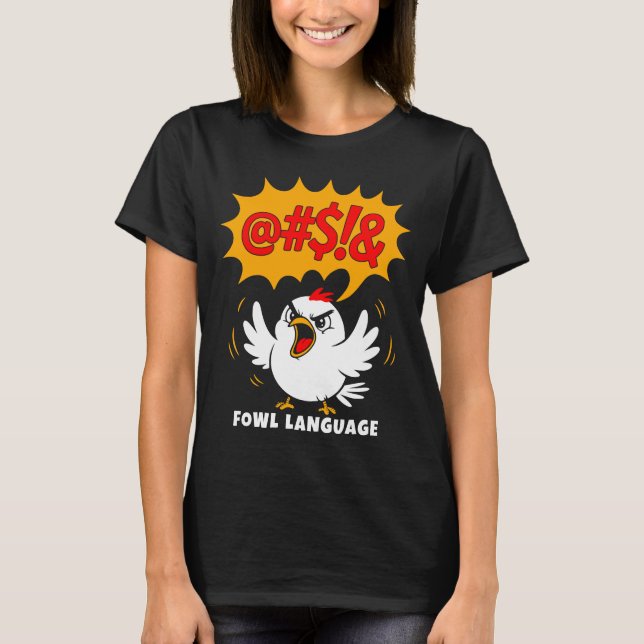 Camiseta Desenho de Pássaro com Linguagem Imprópria (Frente)