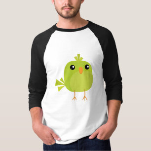 Camiseta Desenho de Pássaro Verde  
