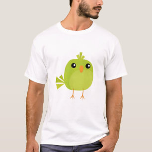 Camiseta Desenho de Pássaro Verde  