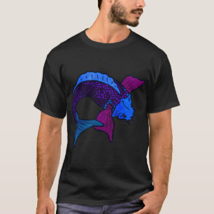 Camiseta Desenho de Peixe Bonito Cor Azul