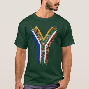 Camiseta Desenho de Pincelada de Fauna e Bandeira da África