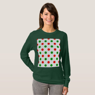 Camiseta Desenho de Pontos Brancos Vermelhos e Verdes