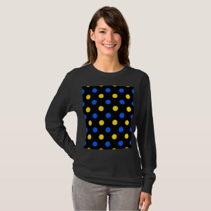Camiseta Desenho de Pontos Pintados Preto Azul Amarelo