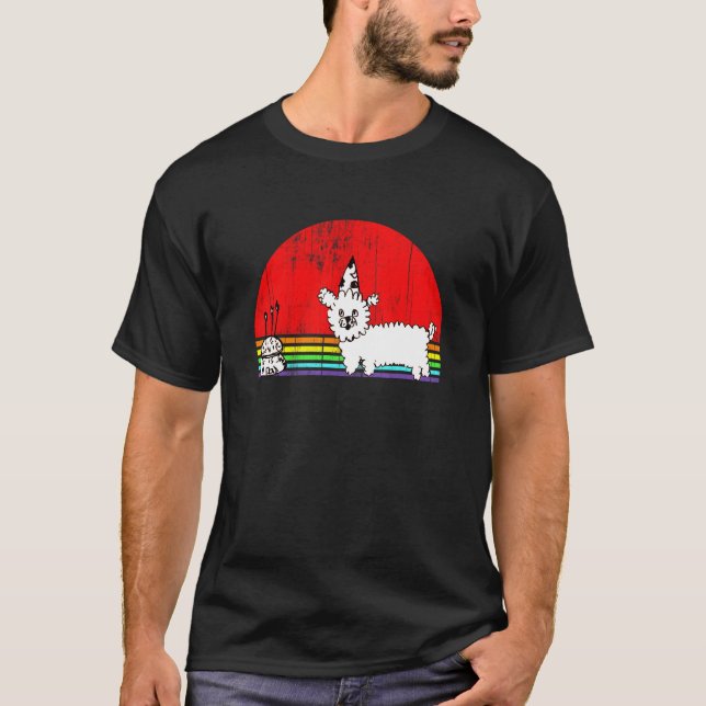 Camiseta Desenho de Poodle Birthday (Frente)