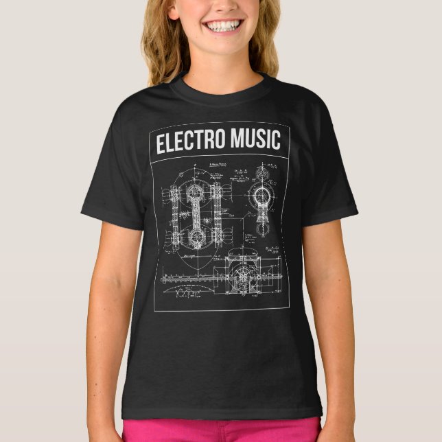 Camiseta desenho de poster de Música Electro (Frente)
