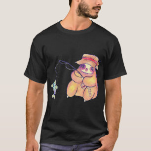 Camiseta Desenho de Preguiça Pescador