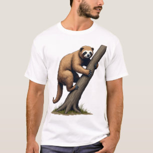 Camiseta Desenho de Preguiça Vintage Gráfico de Vida Selvag
