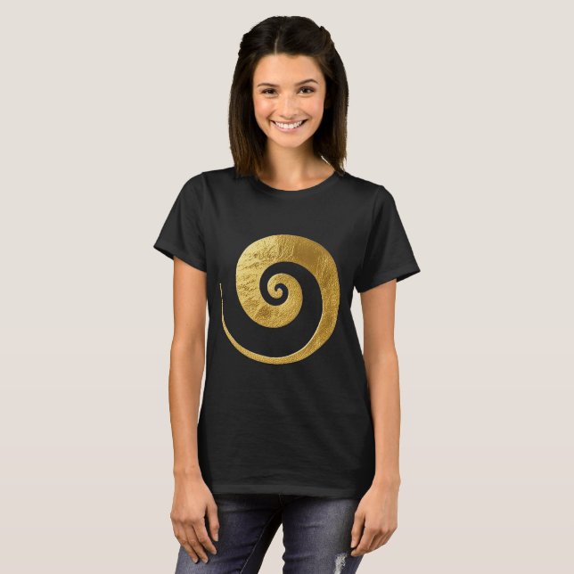 Camiseta Desenho de Redemoinho Dourado (Frente Completa)