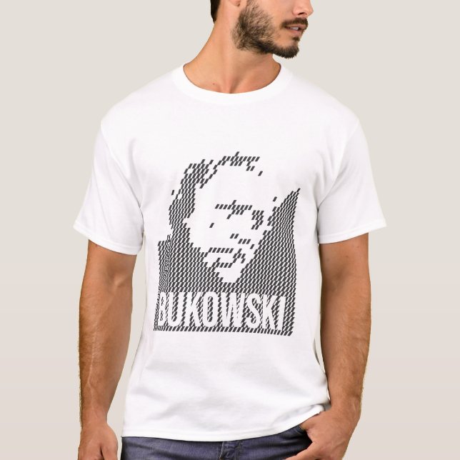 Camiseta Desenho de retrato de Charles Bukowski (Frente)