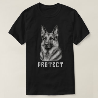 Camiseta Desenho de retrato protetor do pastor alemão vinta