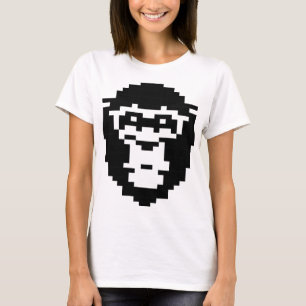 Camiseta desenho de rosto de macaco pixelado