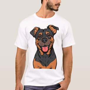 Camiseta Desenho de Rottweiler Feliz � Cachorro Simpático e