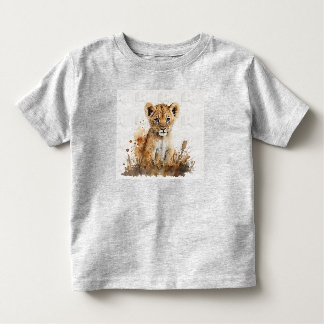 Camiseta desenho de safari - desenho de aquarela - rei-leão (Frente)